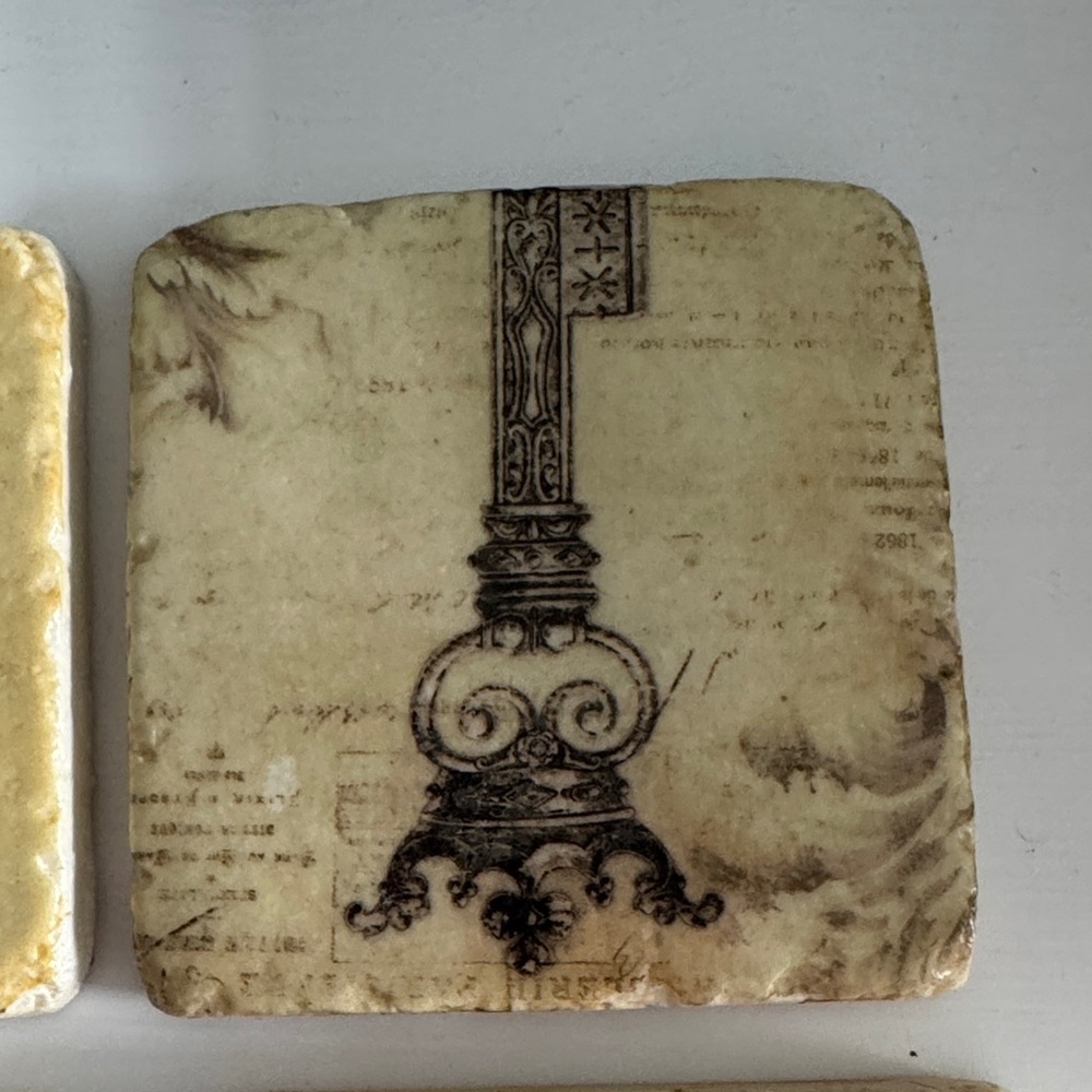 Vintage Carte Postale Cork Backed Stone Coasters (6) - Picture 4 of 9